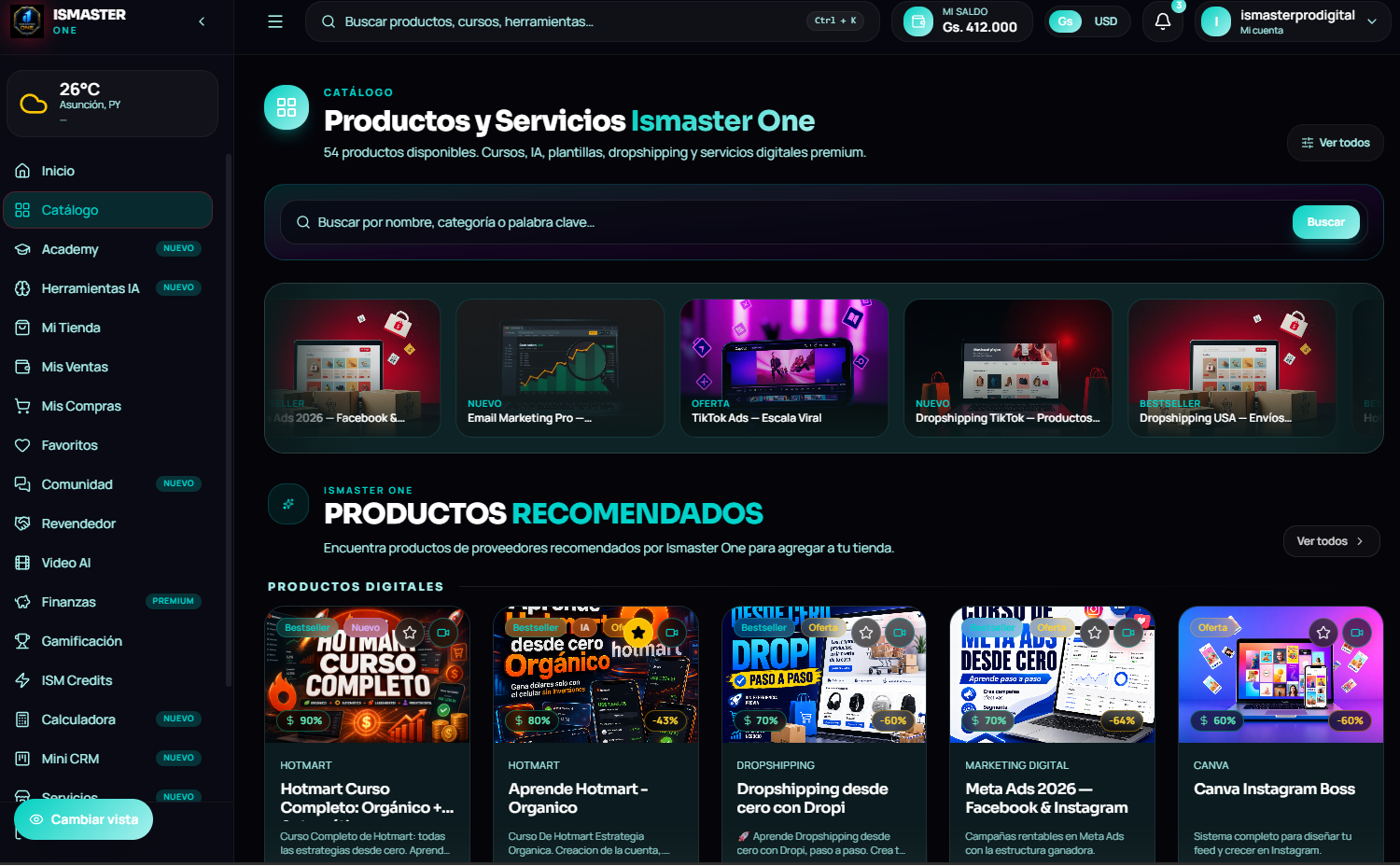 Catálogo de productos y servicios